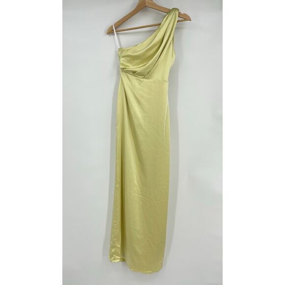 Lovers and Friends | NWT Bella Gown in Baby Yellow Satin One Shoulder Maxi XS - Picture 2 of 14